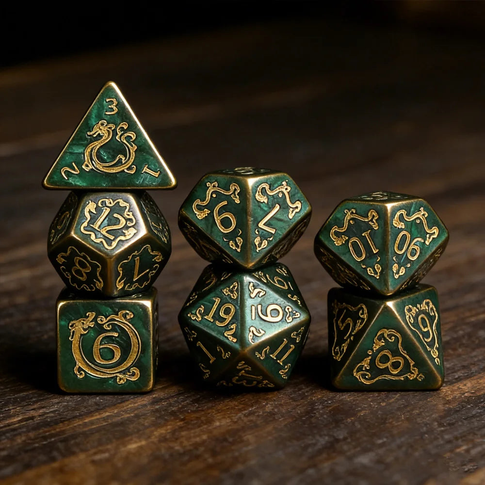 Dragon's Fate Dice Set | 7-Piece Polyhedral RPG Dice Collection