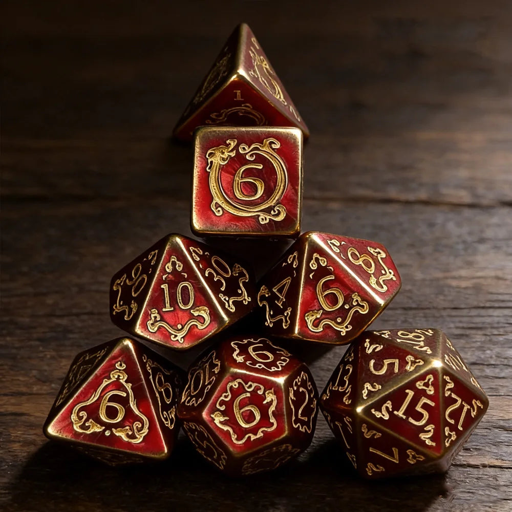 Dragon's Fate Dice Set | 7-Piece Polyhedral RPG Dice Collection