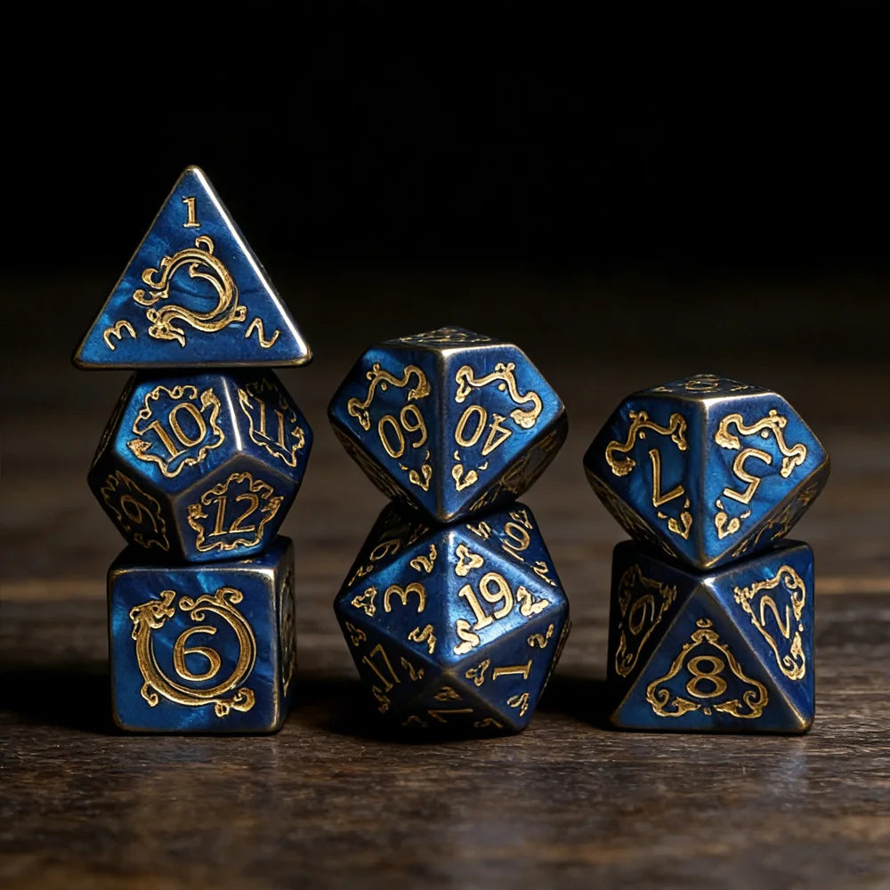 Dragon's Fate Dice Set | 7-Piece Polyhedral RPG Dice Collection