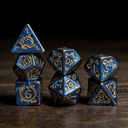 Dragon's Fate Dice Set | 7-Piece Polyhedral RPG Dice Collection
