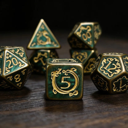 Dragon's Fate Dice Set | 7-Piece Polyhedral RPG Dice Collection