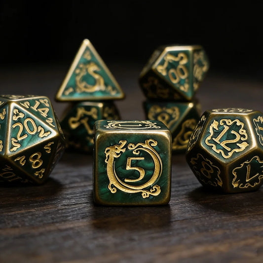 Dragon's Fate Dice Set | 7-Piece Polyhedral RPG Dice Collection