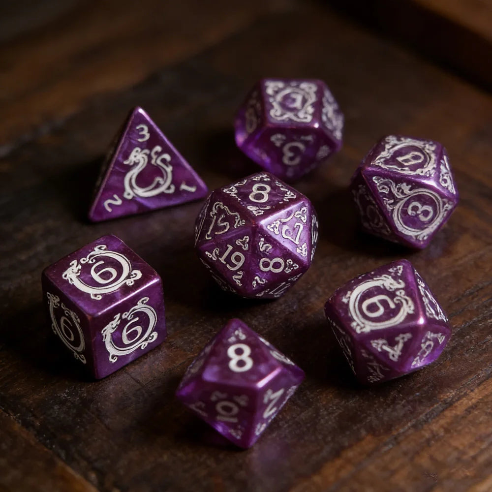 Dragon's Fate Dice Set | 7-Piece Polyhedral RPG Dice Collection